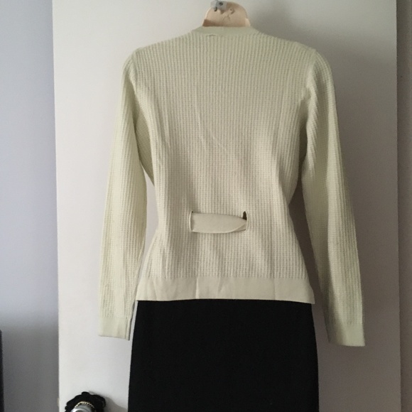 MARLOWE ITALY 70% Cashmere + 30% Silk Pale Green Rib Knit Belted Cardigan S - Picture 4 of 5